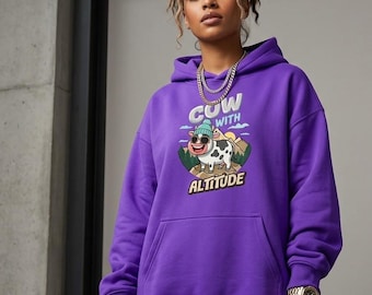 Cow With Altitude Hoodie – Funny Farm Animal Sweatshirt – Personalized Graphic Top 2026