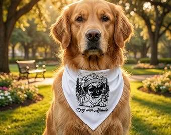 Mops Hund mit Höhe Berg Bandana - Mops Haustier Schal, kleine große Größen