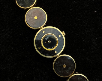 Vintage Rare Seiko petite Black- Gold plated watch for women