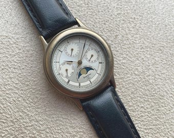 Vintage Citrin Vega Junction Mondphasen-Kalenderuhr