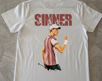 T-shirt de tennis Jannik Sinner - T-shirt du champion de l'Open d'Australie - Cadeau pour les fans de tennis italiens - Vêtements de sport graphiques - T-shirt Sinner