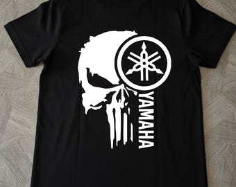 Yamaha Punisher Skull T-shirt - Motorcross T-shirt - Cadeau voor motorliefhebbers - Donkere grafische streetwear - Centaur shirt