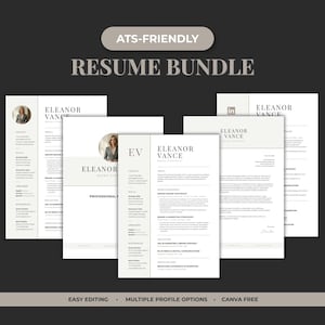 ATS Resume Template Canva | Modern CV Template |  Resume Bundle | Professional CV | Cover Letter & References | Editable Resume