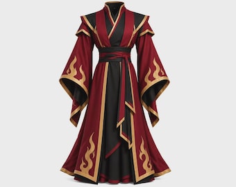 Fantasy Warrior Cosplay Costume, Red Black Renaissance Robe, Gothic Sorcerer Coat, LARP Outfit, Halloween Costume, Mens Fantasy Robe