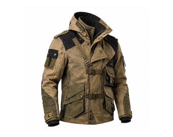 Burning Man Inspired Heavy Canvas Utility Jacket, Cyberpunk Streetwear, Post-Apocalyptic Cosplay, Tactical Armor Style