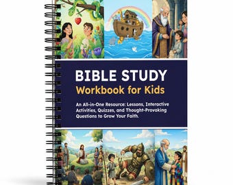 Bible Study Workbook for Kids, Christian Homeschool Curriculum, Sunday School Activities, Bible Lessons, Quizzes & Tests, Spiral Bound