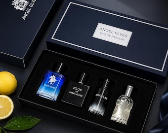 4 in 1 Men's Cologne Set, Fresh Lemon Fragrance, Long Lasting Perfume Gift for Dad, Boyfriend, Father Birthday Present