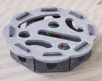 Interactive Felt Cat Puzzle Toy Box, Maze Tunnel for Kittens, Enrichment Hunting Exercise