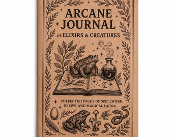 Fantasy Arcane Journal | Spellbook Notebook | Witchy Journal for Writing | Elixirs and Creatures Journal | Cottagecore Stationery Gift