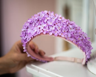 Kokoshnik Krone, Blumen Tiara, Blumenkrone, Blumenkrone. lila Braut Tiara. Lavendel Blumenkrone für Hochzeit, lila Blumenkrone.