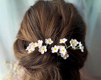 Horquillas de nomeolvides, accesorios para el cabello con flores silvestres para bodas bohemias de verano.