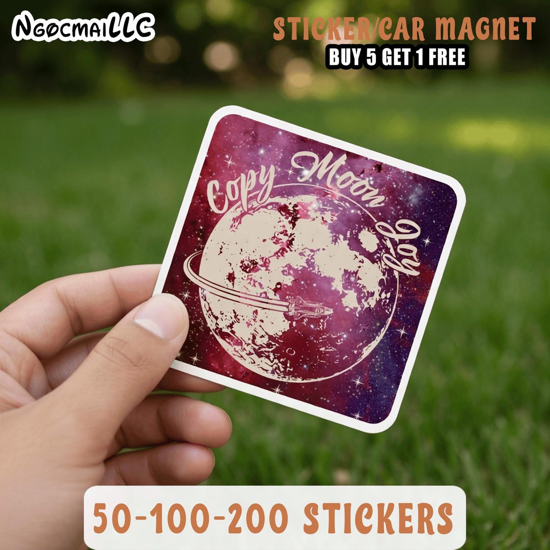 Vintage Moon Joy Space Mission Sticker, Retro Astronaut Lunar Adventure ...