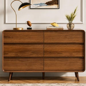 mid century modern dresser under $300 Walnut Mid Century Dresser