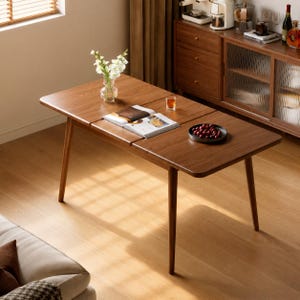 Solid Wood Extendable Dining Table: Seats 4-8, 47.2-63 Inch Walnut Finish