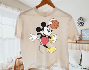 Mickey Mouse Basketball Tee, Disney Sports Boxy Shirt, Retro Disneyland Basketball Lover, Magic Kingdom Apparel, Comfort Colors Boxy Tee