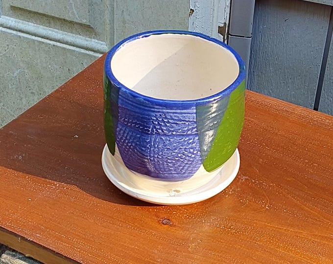 Blue & Green Glazed Planter – Handcrafted Earthenware