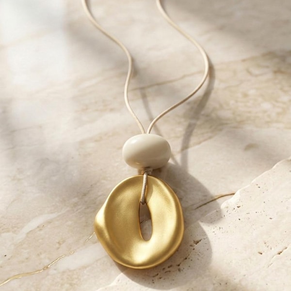 Verstelbare ivoren noothangerketting, goudzilveren minimalistische boho-sieraden