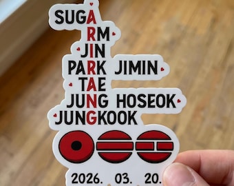 Pegatinas troqueladas del álbum Arirang de BTS y de la gira mundial Seven, imanes para coche, pegatinas de vinilo con logo, accesorios y regalos para mamás.
