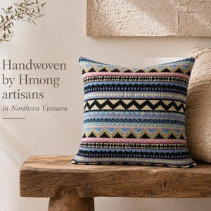 Pastel Aztec Stripe Pillow: Pink Blue Boho Throw Pillow Tribal Folk Decor