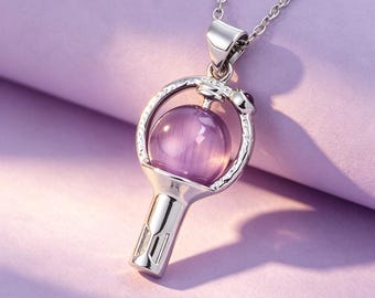 Collar con colgante de amatista y lightstick de Kpop – Joyería de recuerdo para fans de BTS