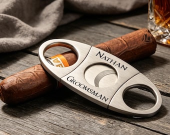 Cortador de puros grabado a medida, accesorio de acero inoxidable, regalo personalizado para padrinos de boda, despedida de soltero, padrino de boda, regalos de boda