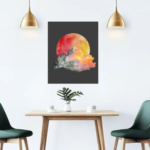 Moon Abstract Printable Wall Art Sunset Print, Boho Minimalist Poster (Digital Download)