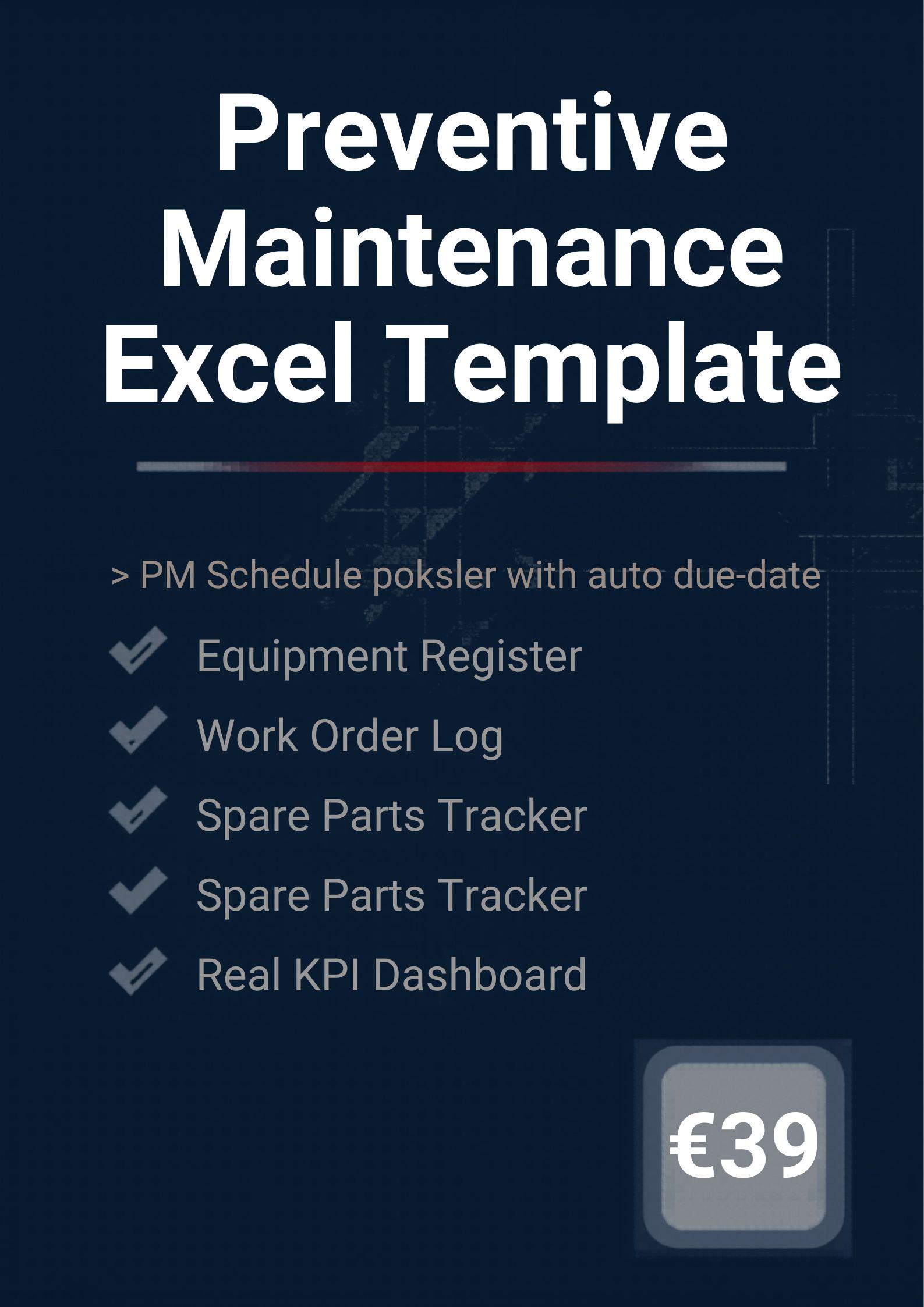 Preventive Maintenance Excel Template | Equipment Tracker + Work Order ...