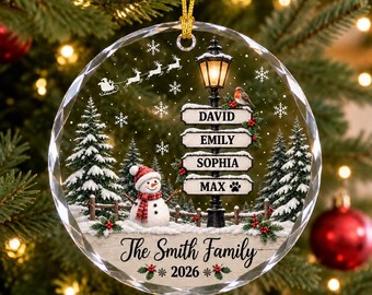 Personalized Family Christmas Ornament With Names, New Family Ornament, Family of 3 Christmas Tree Ornament, Family Xmas Gift, Holiday Decor