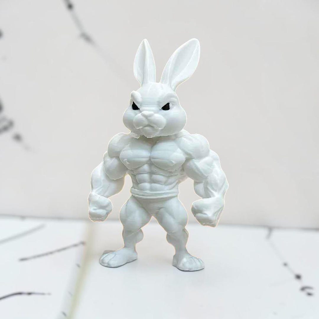 Buff Rabbit From Tawog White Muscle Rabbit Figurine | Buff Bunny Statue | Quirky Desk Decor ...