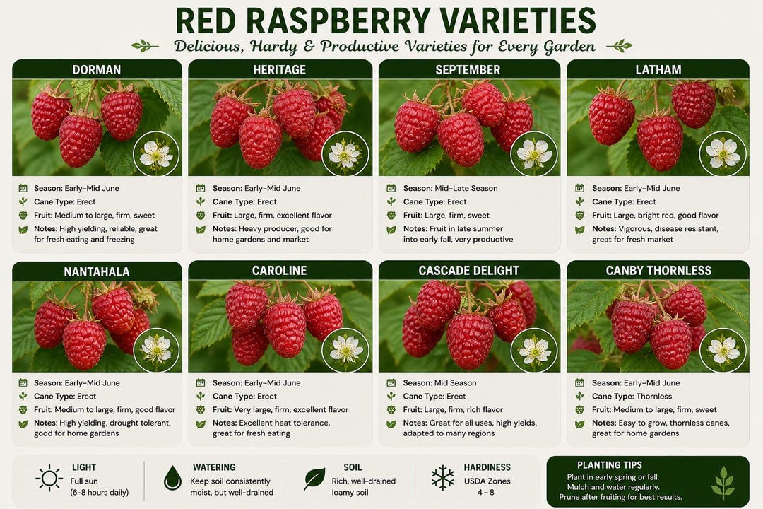 Red Raspberry Varieties Live Red Raspberry Plants – Choose Your Variety (3–4