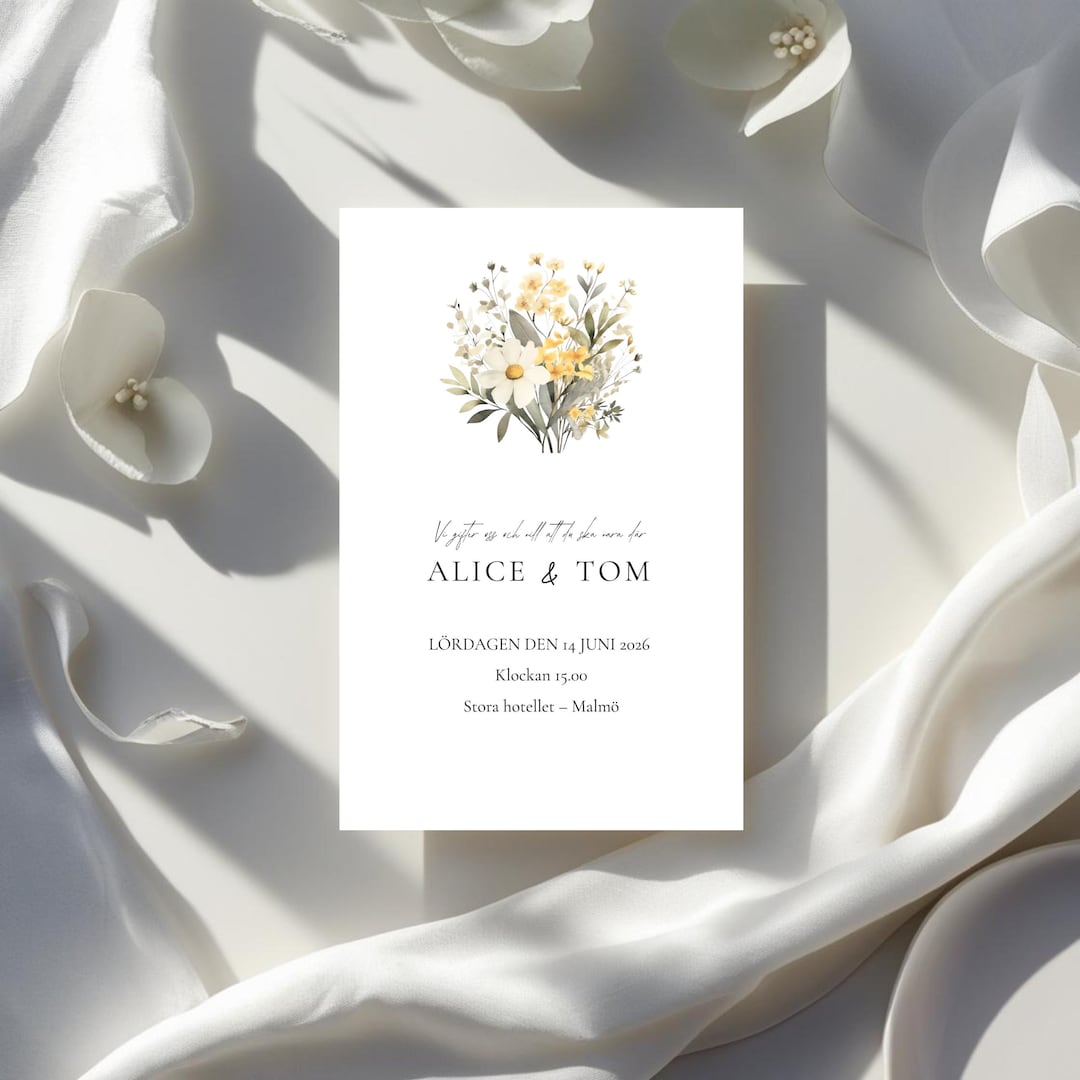 Scandi Einvite Scandinavian Wedding Invitation Minimalist Botanical Design ...