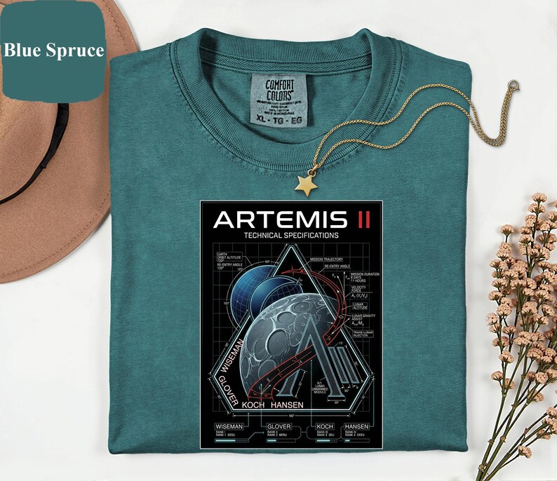Artemis II Technical Specifications T-shirt, NASA Moon Mission ...