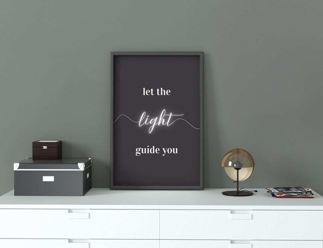 Let the Light Guide You Printable Wall Art | Minimalist Neon Quote ...