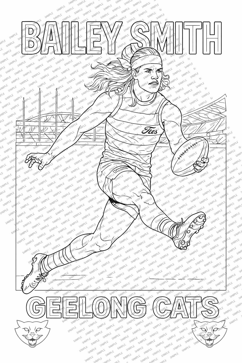 AFL Player Colouring in Template - Etsy UK