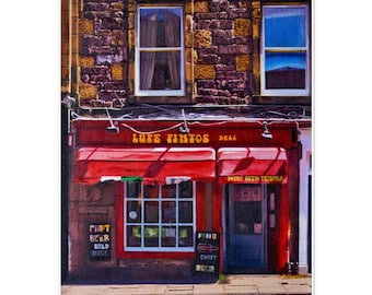 Lupe Pintos Deli, Tollcross Edinburgh. Giclee print by Alex Dewars Sheet size A3 29.7x42cm