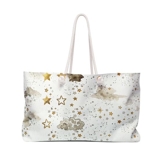 Stars and Dust Illustration Weekender Bag | Stylish Watercolor Tote