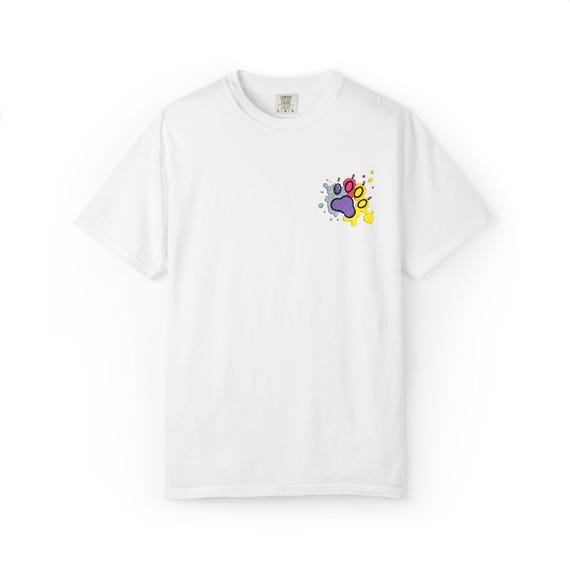 Colorful Cat Paw Prints T-shirt | Left Chest Cat Footprints