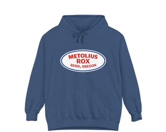Metolius Rox Bend Oregon Hoodie | Vintage Oval Logo, Gray Pullover