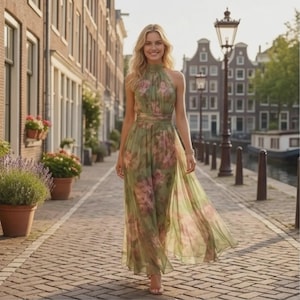 Sage Green Boho Maxi Dress - Etsy