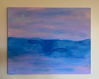 Purple and Blue Original Wall Art Abstract Painting by Acclaimed Artist with dedicated message.