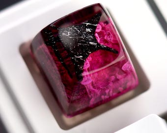 Dohomeq Manta Ray Artisan Keycap, Ocean Resin Keycap SA R1 1U ESC,Purple Sea Creature Aesthetic Keycap, Handmade Custom Keyboard Keycap