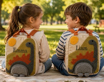 Personalized Dinosaur Backpack for Kids, Custom Name Kids Backpack, Embroidered Dino Bag, Toddler School Bag, Preschool Gift  for Boys Girls