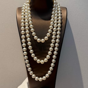 Collar largo de perlas de imitación de cristal de 150 cm, joyería nupcial.