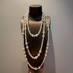 Multi Strand Pearl Necklace, 1.6m Cascading Statement Bridal Jewelry