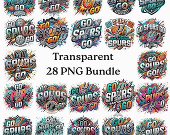 Paquete de imágenes PNG de los San Antonio Spurs de baloncesto, diseño para sublimación, imágenes prediseñadas (descarga digital)