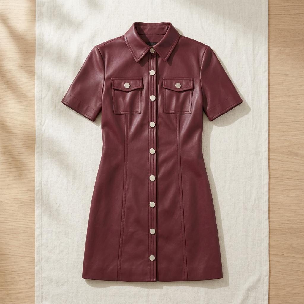 burgundy vegan leather dress Milly Vegan Leather Mini Dress main image 1
