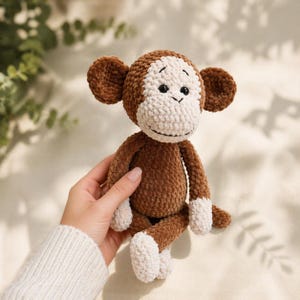 Virkat apamönster, Amigurumi plyschleksak, nybörjarvänligt (PDF-nedladdning)