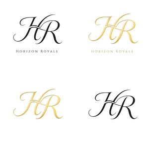 HR Monogram Logo, Horizon Royale Elegant Script, Minimal Branding Kit (Digital Download)