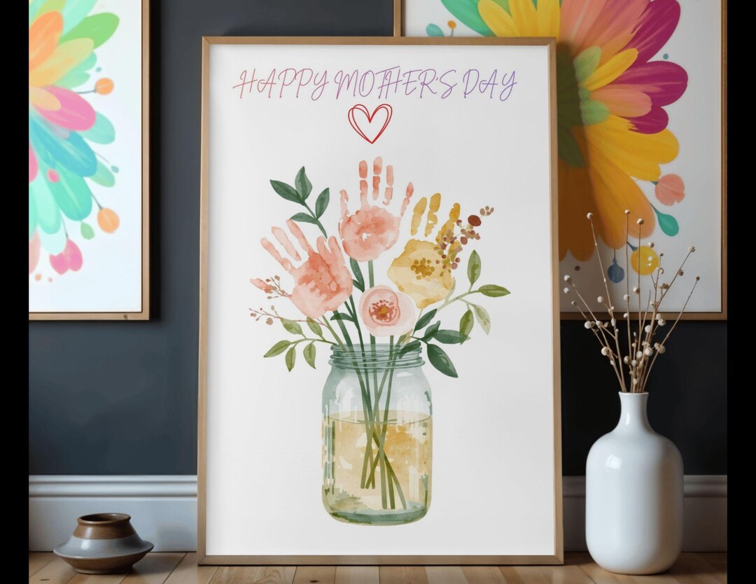 Handprint Flower Bouquet Craft Art, Mother's Day Keepsake (digital ...