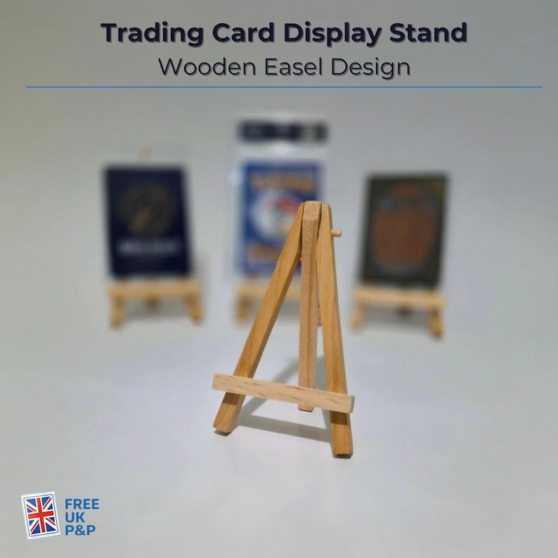 Wooden Card Display Stand | Trading Card Holder for Graded, Sleeved & Magnetic Cards | Pokémon Gift Idea Bild 2